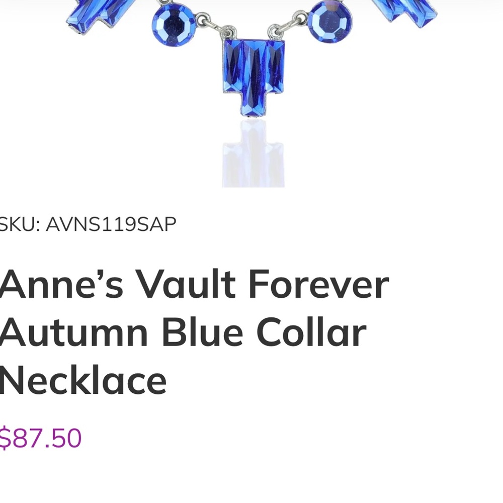 Gorgeous blue crystal necklace with silver-plated chain. Art Deco style. NWOT - Picture 4 of 8